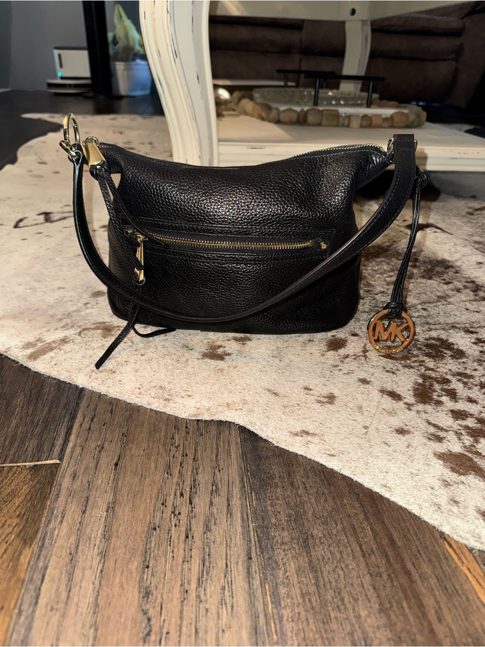 Michael Kors Black Pebbled Leather Shoulder Bag